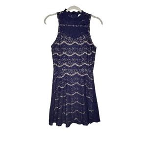 Love Fire Womens Navy Lace Dress Lace Cocktail Bl… - image 1